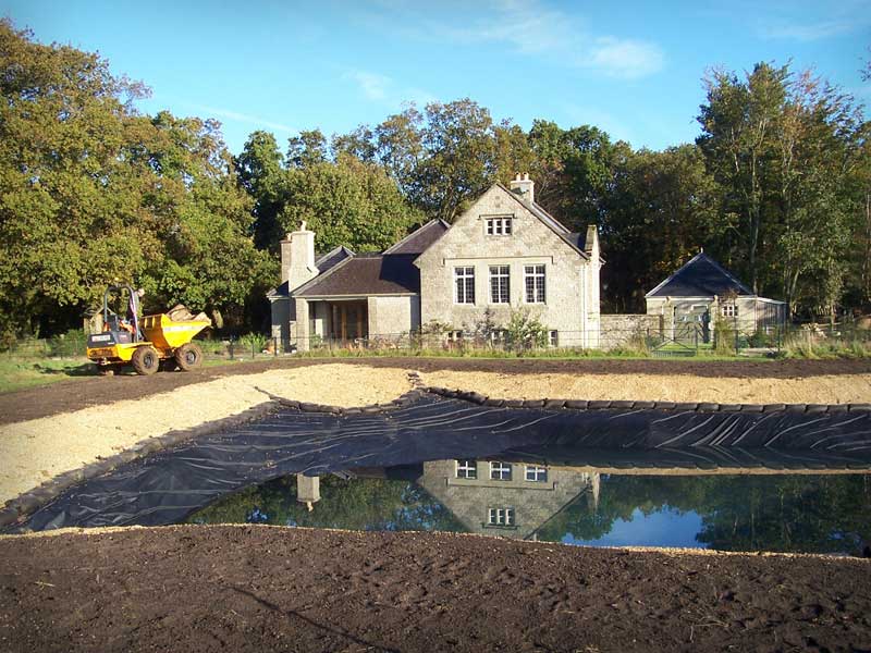 Natural pond construction, Wiltshire